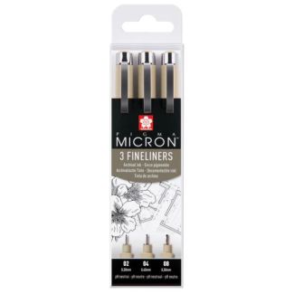 ESTUCHE DE 3 PUNTAFINAS NEGROS 02-04-08 PIGMA MICRON SAKURA POXSDK3