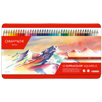 CAJA METALICA DE 40 LAPICES DE COLOR ACUARELABLES SUPRACOLOR CARAN D'ACHE CD3888-340