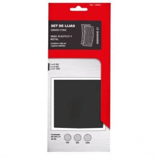 SET DE LIJAS PARA METAL Y PLASTICO DE GRANO FINO 6 UNIDADES 20091 