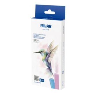 CAJA 12 BARRITAS PASTEL BLANDO COLORES METALIZADOS MILAN ART 6110212