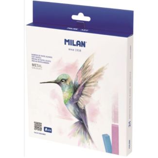 CAJA 24 BARRITAS PASTEL BLANDO DE COLORES METALIZADOS MILAN ART 6110224
