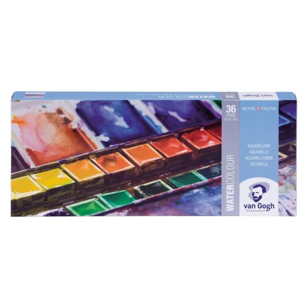 Estuche metálico de acuarelas con 36 pastillas de colores + pincel VAN GOGH 20838636 