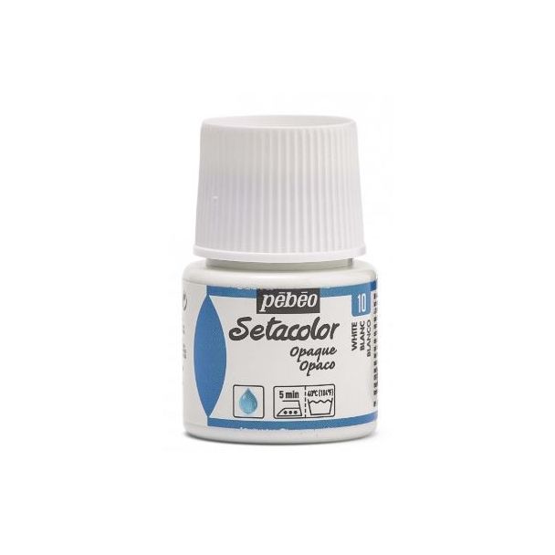 PINTURA OPACA AL AGUA PARA TEJIDOS SETACOLOR BLANCO 45ML PEBEO 295-010