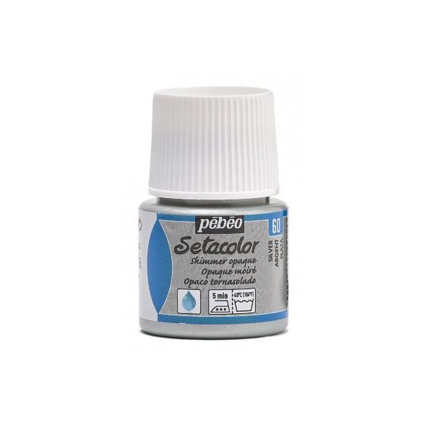 PINTURA OPACA TORNASOLADA AL AGUA PARA TEJIDOS SETACOLOR BLANCO PLATA 45ML PEBEO 295-060