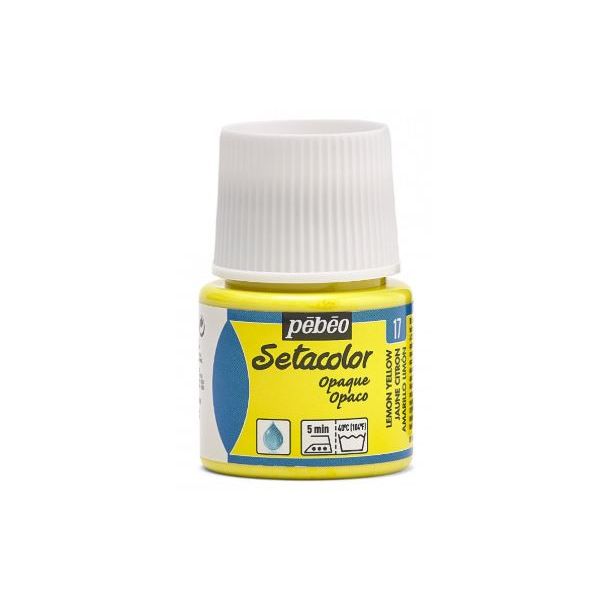 PINTURA OPACA AL AGUA PARA TEJIDOS SETACOLOR AMARILLO LIMON 45ML PEBEO 295-017