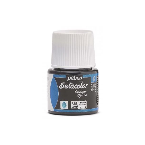 PINTURA OPACA AL AGUA PARA TEJIDOS SETACOLOR NEGRO 45ML PEBEO 295-019