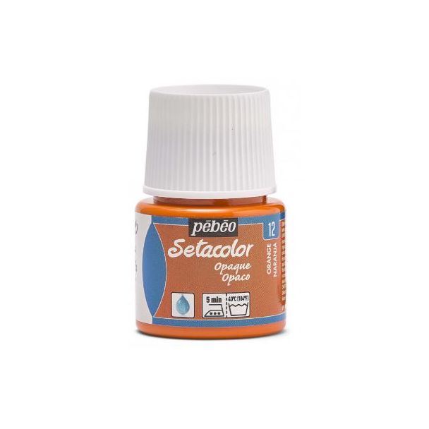 PINTURA OPACA AL AGUA PARA TEJIDOS SETACOLOR NARANJA 45ML PEBEO 295-012