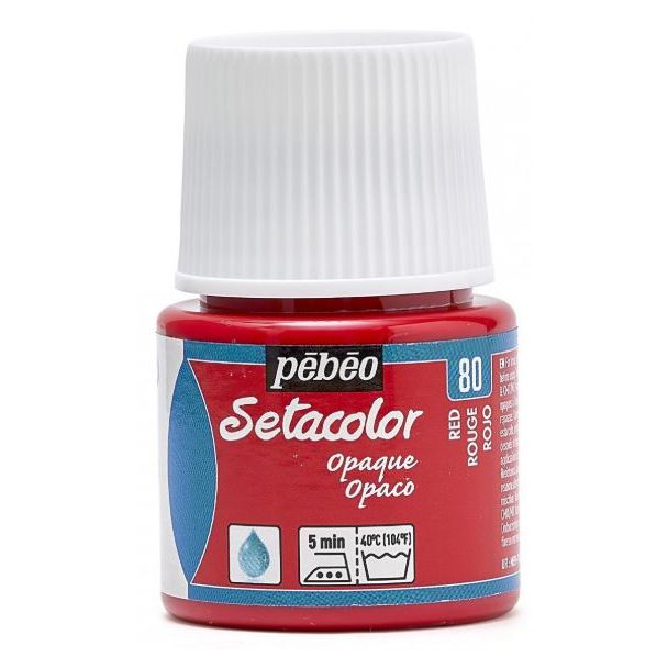 PINTURA OPACA AL AGUA PARA TEJIDOS SETACOLOR ROJO 45ML PEBEO 295-080