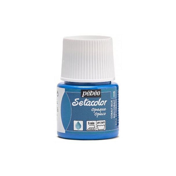 PINTURA OPACA AL AGUA PARA TEJIDOS SETACOLOR AZUL DE COBALTO 45ML PEBEO 295-011