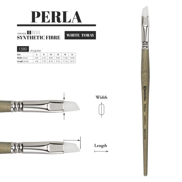 Pincel PERLA de fibra sintética toray plano sesgado con mango corto número 6 ESCODA 1580/6