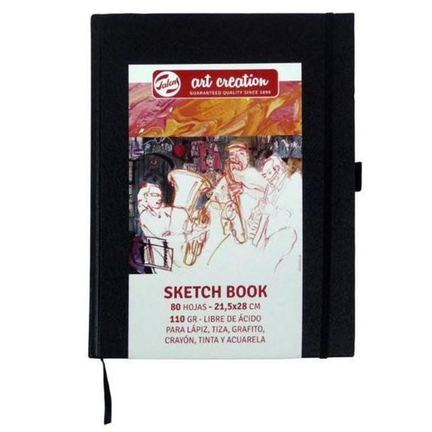 SKETCH BOOK NEGRO ENCOLADO DE 21,5X28CM CON 80 HOJAS DE 110GR ART CREATION 9312212M