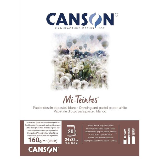 BLOC MI-TEINTES 24X32CM 20 HOJAS BLANCAS 160GR CANSON C31027P001