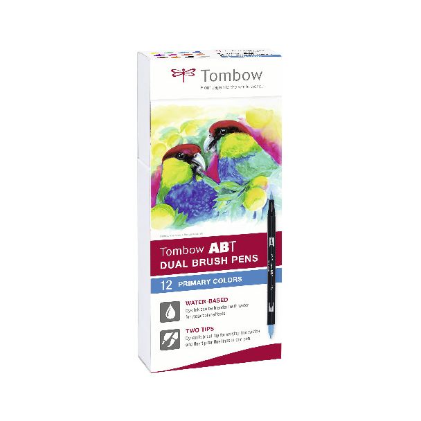 JUEGO DE 12 ROTULADORES DE DOBLE PUNTA TOMBOW ABT COLORES PRIMARIOS ABT-12P-1