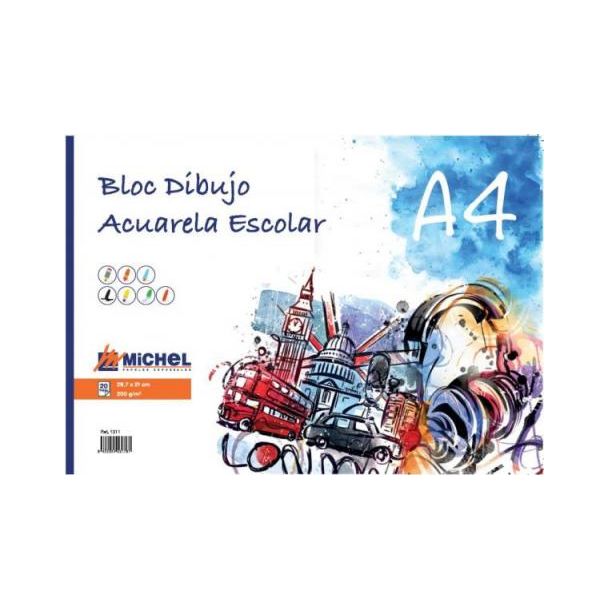 BLOC DE DIBUJO-ACUARELA ESCOLAR DIN A4 200GR MICHEL 1311