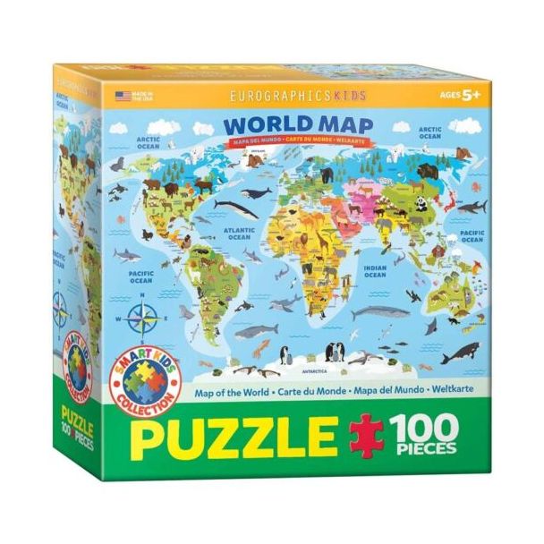E6100-5554 PUZLE 100PCS WORLD MAP ANIMAL