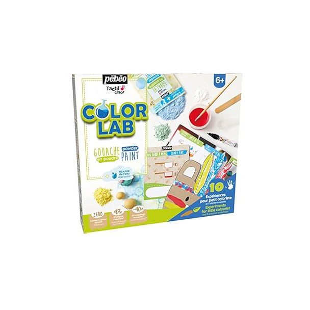 SET COLORISTA COLOR LAB - ESTUCHE DE TEMPERA EN POLVO PARA NIÑOS PEBEO 633380