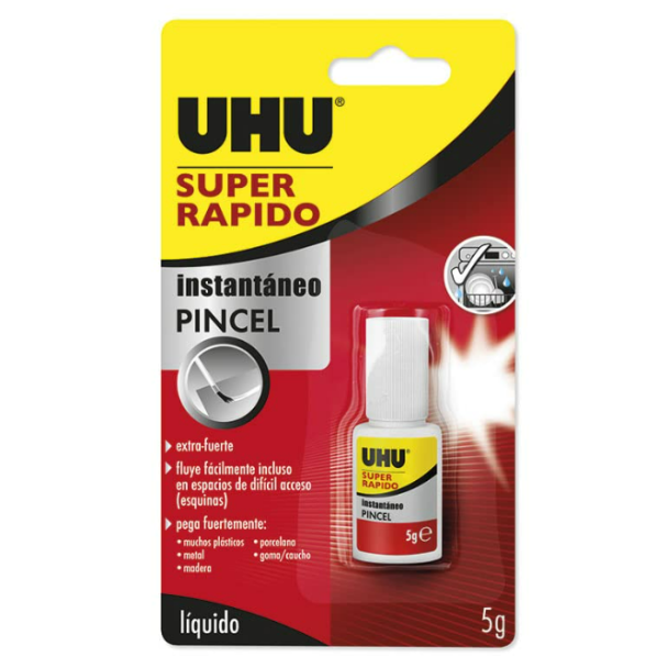PEGAMENTO LIQUIDO SUPER RAPIDO INSTANTANEO CON PINCEL 5GR UHU 36581