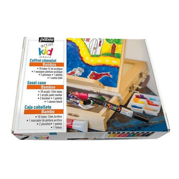 SET DE MALETIN/CABALLETE CON ACRILICOS PARA NIÑOS ARTIST KID PEBEO 374792